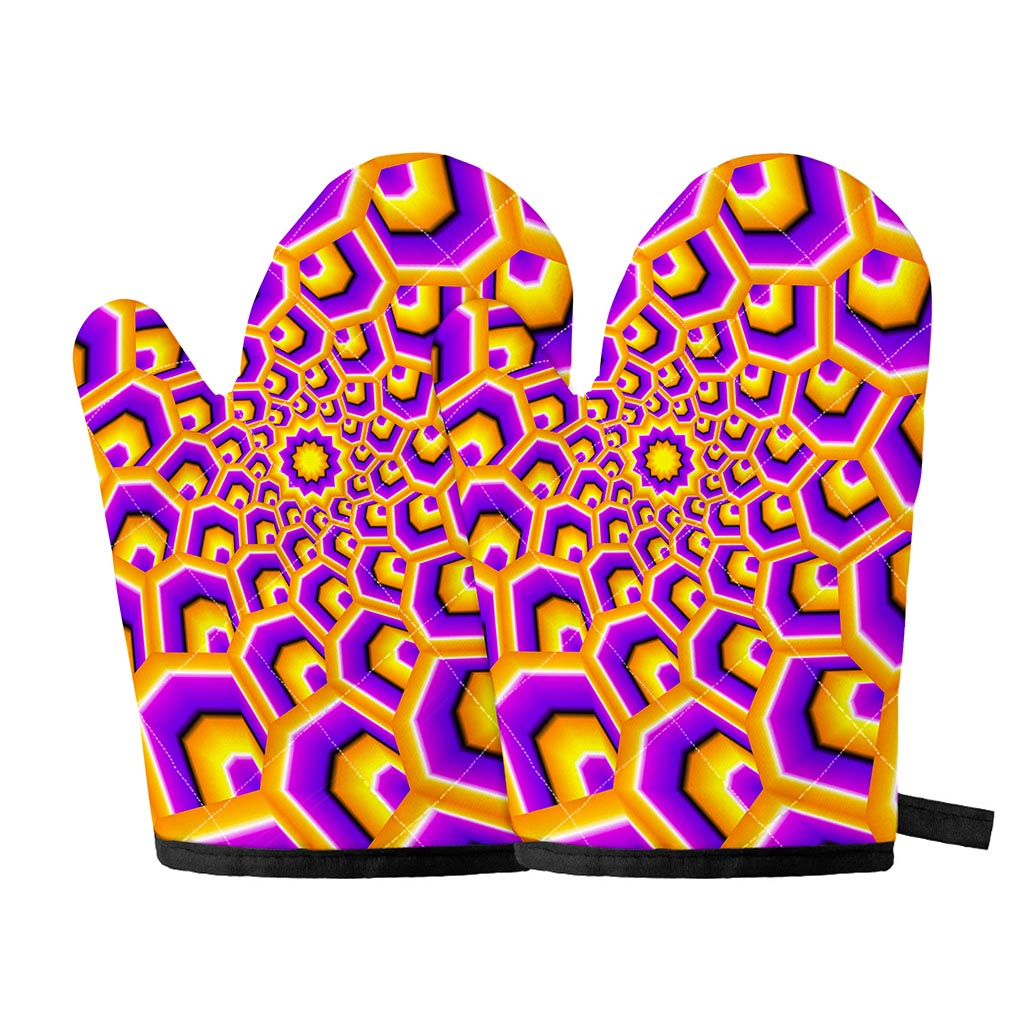 Yellow Hive Moving Optical Illusion Oven Mitts