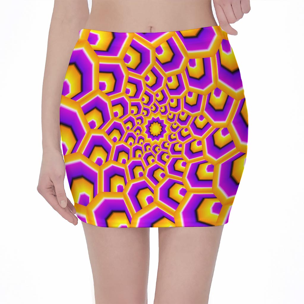 Yellow Hive Moving Optical Illusion Pencil Mini Skirt