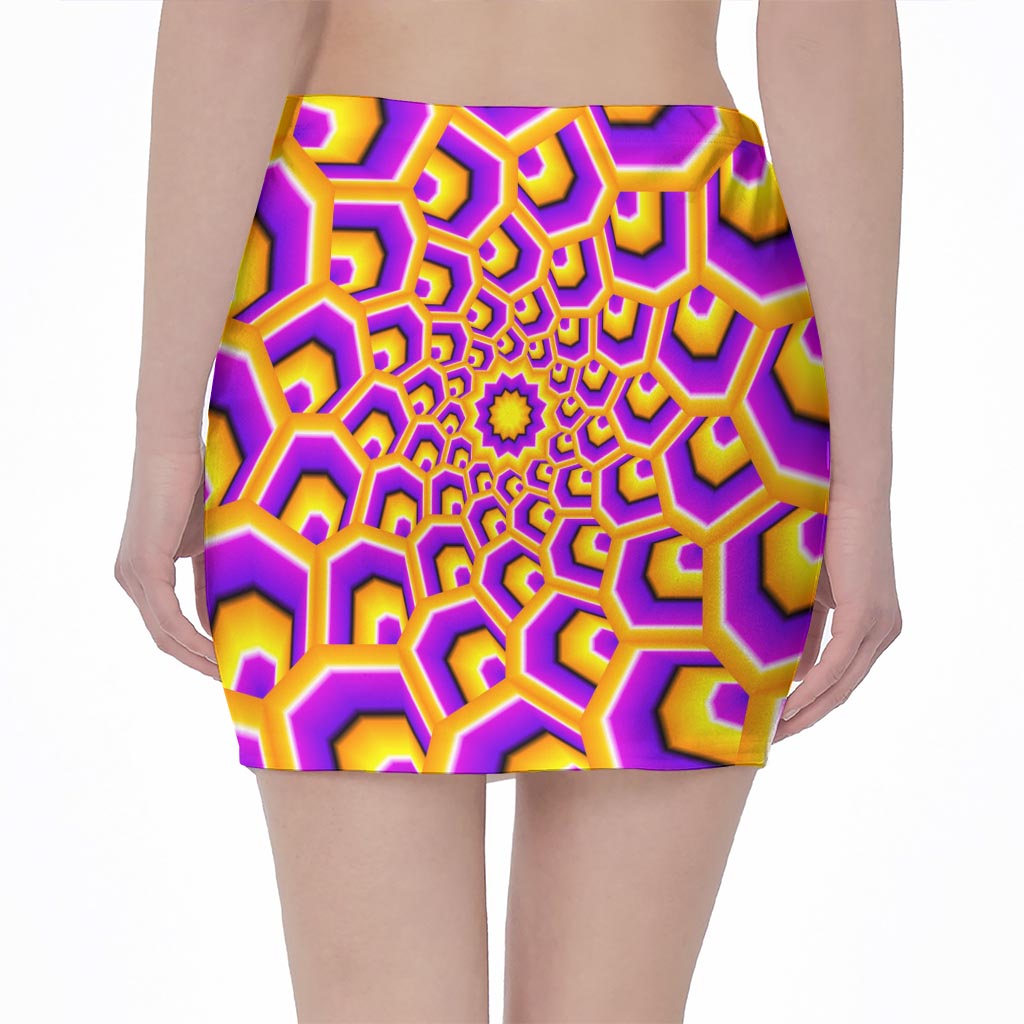 Yellow Hive Moving Optical Illusion Pencil Mini Skirt