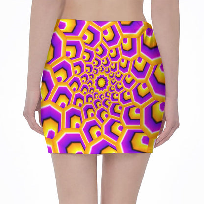 Yellow Hive Moving Optical Illusion Pencil Mini Skirt