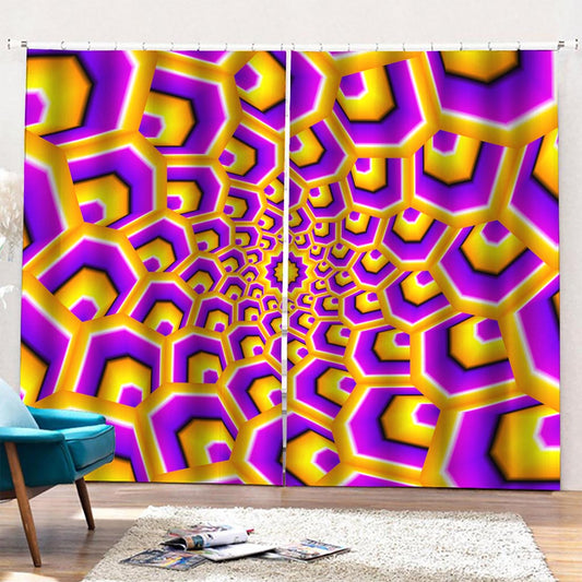 Yellow Hive Moving Optical Illusion Pencil Pleat Curtains