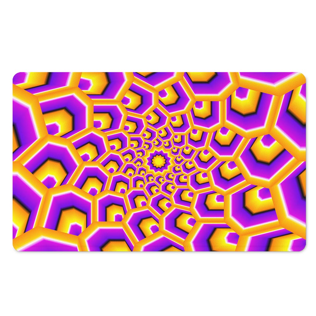 Yellow Hive Moving Optical Illusion Polyester Doormat
