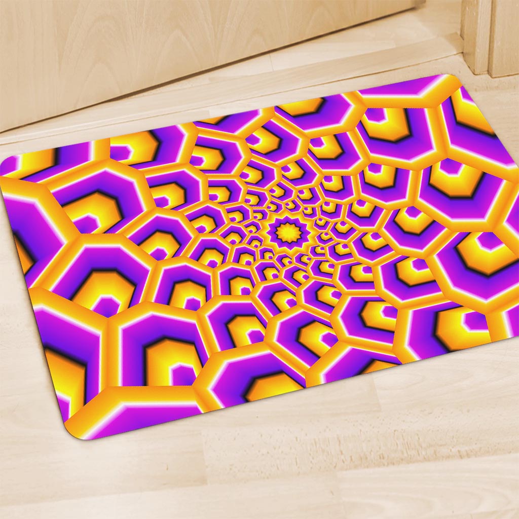 Yellow Hive Moving Optical Illusion Polyester Doormat