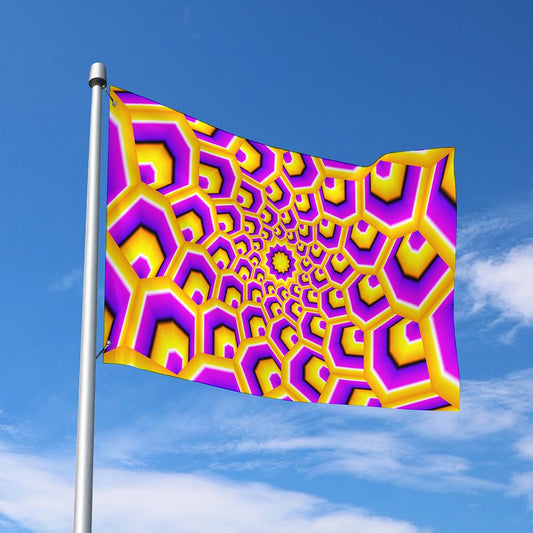 Yellow Hive Moving Optical Illusion Polyester Flag