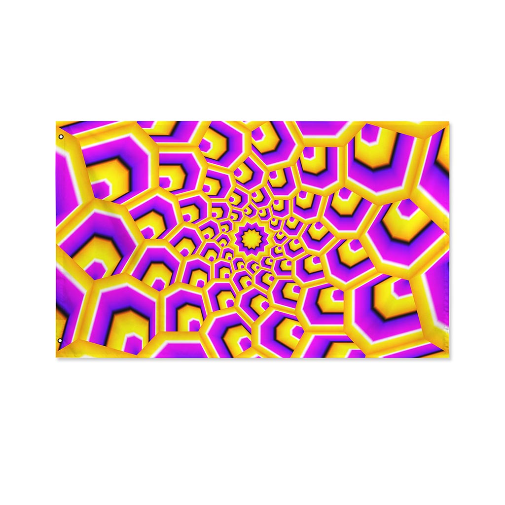 Yellow Hive Moving Optical Illusion Polyester Flag