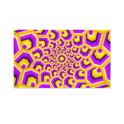 Yellow Hive Moving Optical Illusion Polyester Flag