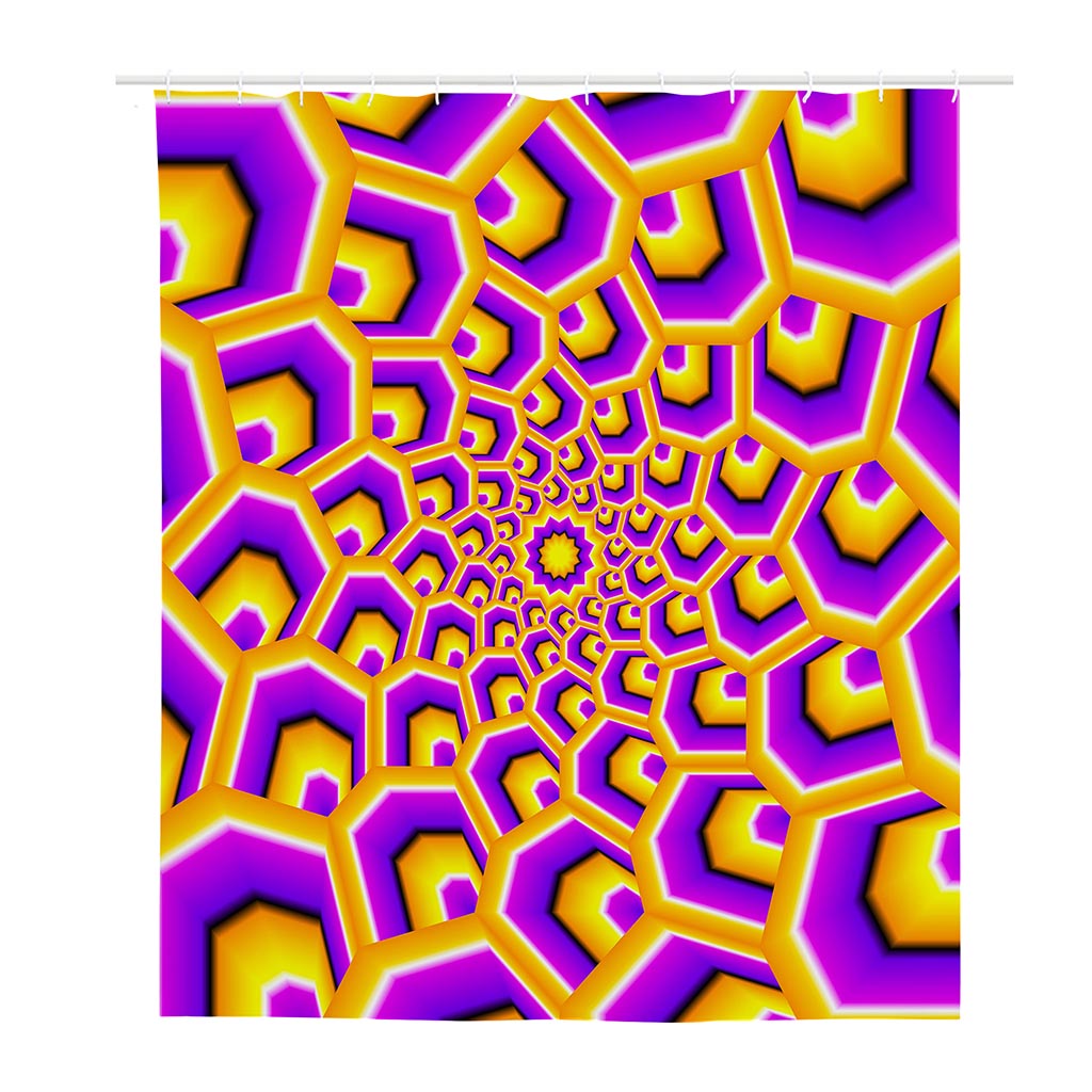 Yellow Hive Moving Optical Illusion Polyester Shower Curtain