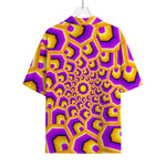 Yellow Hive Moving Optical Illusion Rayon Hawaiian Shirt