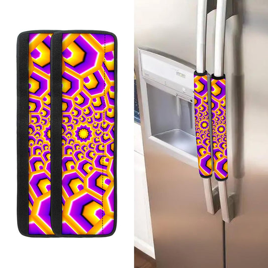Yellow Hive Moving Optical Illusion Refrigerator Handle Covers