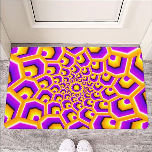 Yellow Hive Moving Optical Illusion Rubber Doormat