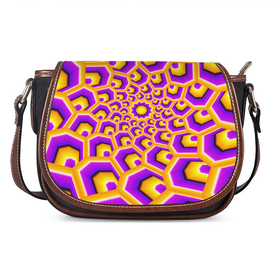 Yellow Hive Moving Optical Illusion Saddle Bag