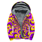 Yellow Hive Moving Optical Illusion Sherpa Lined Zip Up Hoodie
