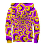 Yellow Hive Moving Optical Illusion Sherpa Lined Zip Up Hoodie