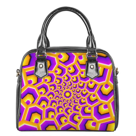Yellow Hive Moving Optical Illusion Shoulder Handbag
