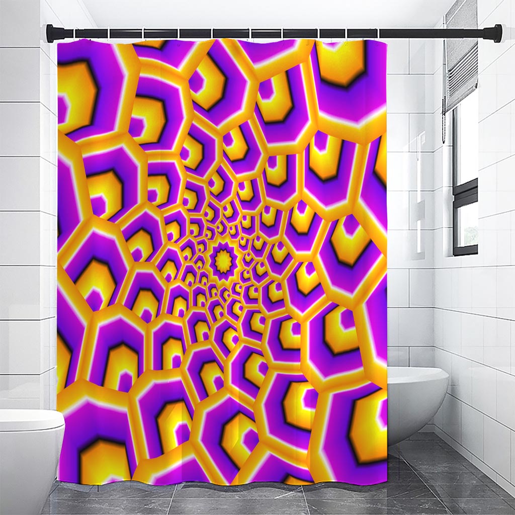 Yellow Hive Moving Optical Illusion Shower Curtain