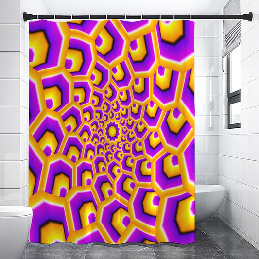 Yellow Hive Moving Optical Illusion Shower Curtain