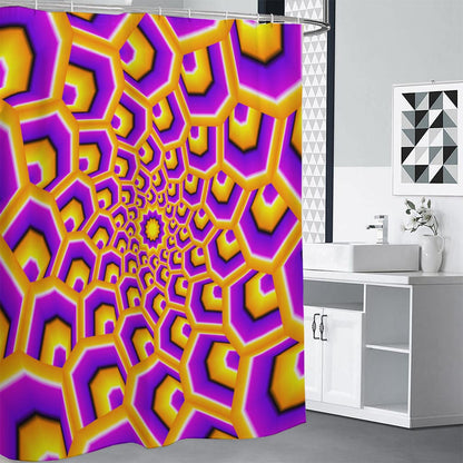 Yellow Hive Moving Optical Illusion Shower Curtain