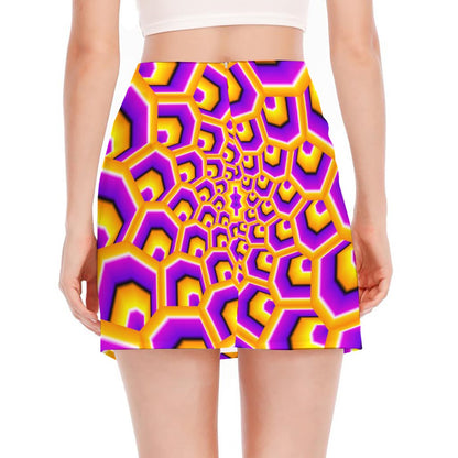 Yellow Hive Moving Optical Illusion Side Slit Mini Skirt