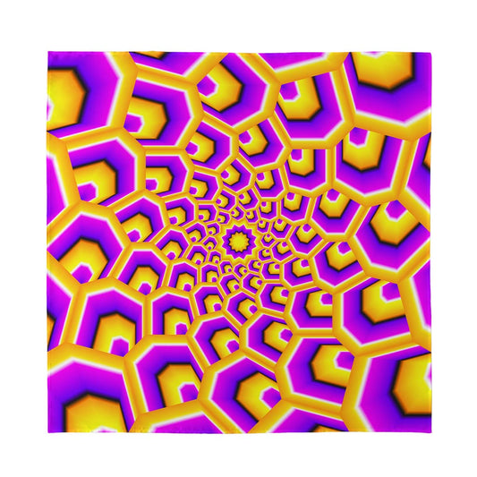 Yellow Hive Moving Optical Illusion Silk Bandana