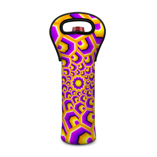 Yellow Hive Moving Optical Illusion Single Neoprene Wine Tote