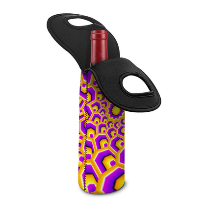 Yellow Hive Moving Optical Illusion Single Neoprene Wine Tote