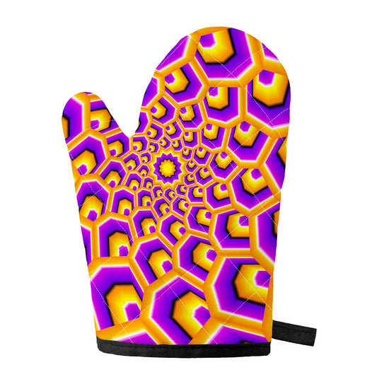 Yellow Hive Moving Optical Illusion Single Oven Mitt