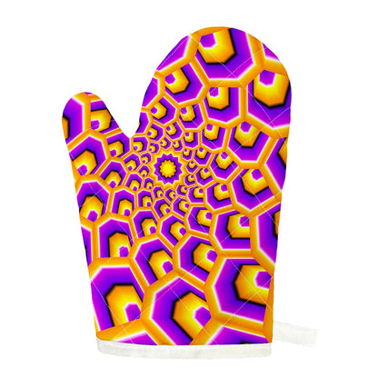Yellow Hive Moving Optical Illusion Single Oven Mitt