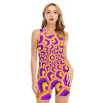 Yellow Hive Moving Optical Illusion Sleeveless One Piece Swimsuit