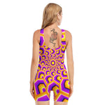 Yellow Hive Moving Optical Illusion Sleeveless One Piece Swimsuit