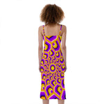 Yellow Hive Moving Optical Illusion Slim Fit Midi Cami Dress