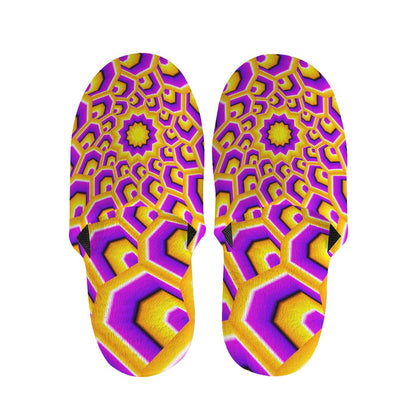 Yellow Hive Moving Optical Illusion Slippers