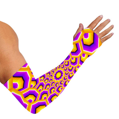 Yellow Hive Moving Optical Illusion Sun Protection Arm Sleeves