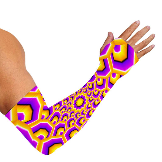 Yellow Hive Moving Optical Illusion Sun Protection Arm Sleeves