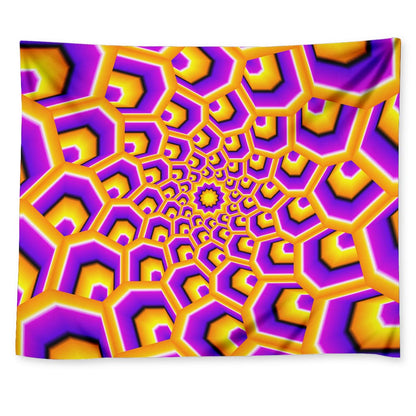 Yellow Hive Moving Optical Illusion Tapestry