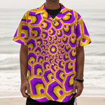 Yellow Hive Moving Optical Illusion Textured Short Sleeve Shirt