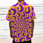 Yellow Hive Moving Optical Illusion Textured Short Sleeve Shirt