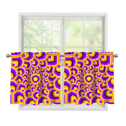 Yellow Hive Moving Optical Illusion Tier Curtains