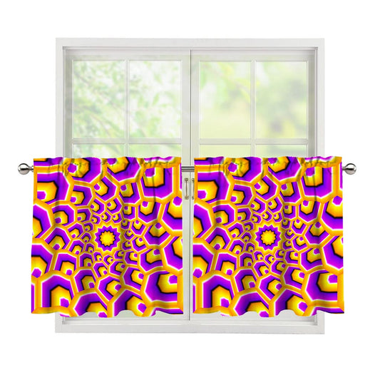 Yellow Hive Moving Optical Illusion Tier Curtains