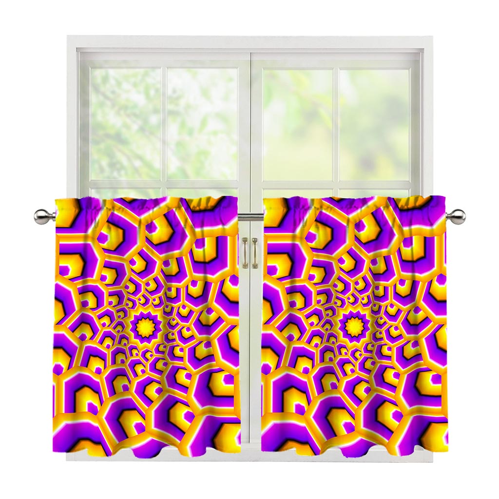 Yellow Hive Moving Optical Illusion Tier Curtains