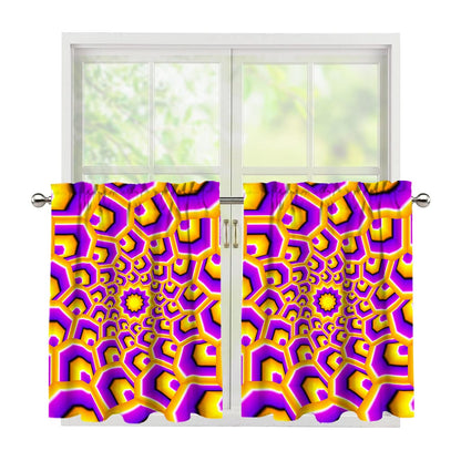 Yellow Hive Moving Optical Illusion Tier Curtains