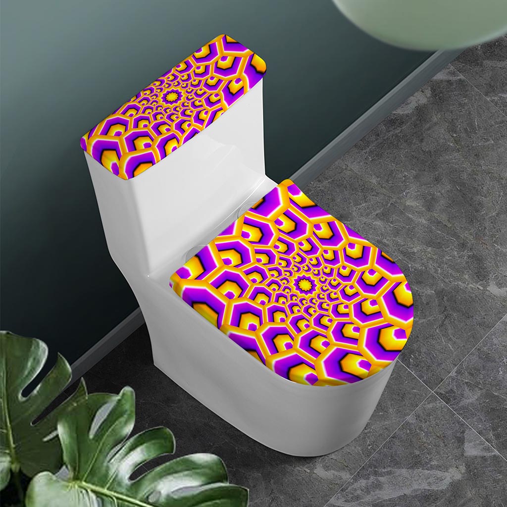 Yellow Hive Moving Optical Illusion Toilet Lid And Tank Cover Set