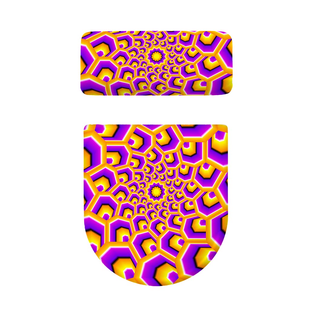 Yellow Hive Moving Optical Illusion Toilet Lid And Tank Cover Set