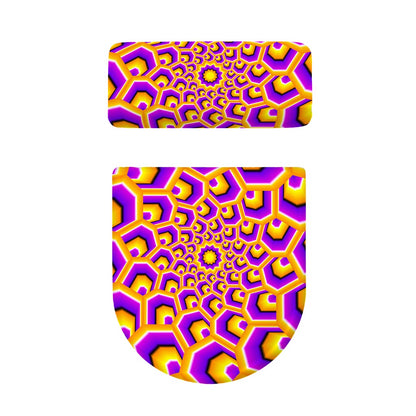 Yellow Hive Moving Optical Illusion Toilet Lid And Tank Cover Set
