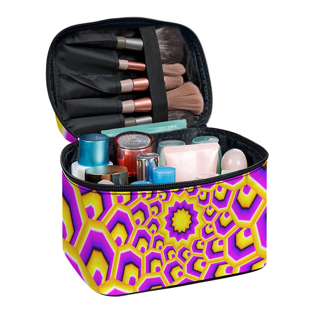 Yellow Hive Moving Optical Illusion Travel Makeup Bag