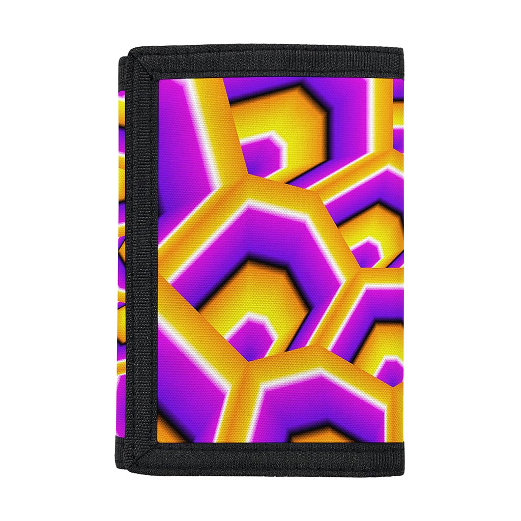 Yellow Hive Moving Optical Illusion Trifold Wallet