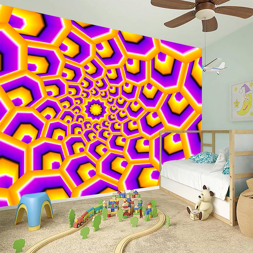 Yellow Hive Moving Optical Illusion Wall Sticker