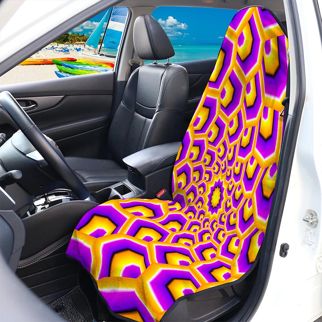 Yellow Hive Moving Optical Illusion Waterproof Car Seat Cover