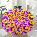 Yellow Hive Moving Optical Illusion Waterproof Round Tablecloth