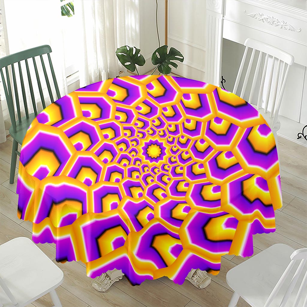 Yellow Hive Moving Optical Illusion Waterproof Round Tablecloth