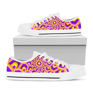 Yellow Hive Moving Optical Illusion White Low Top Sneakers